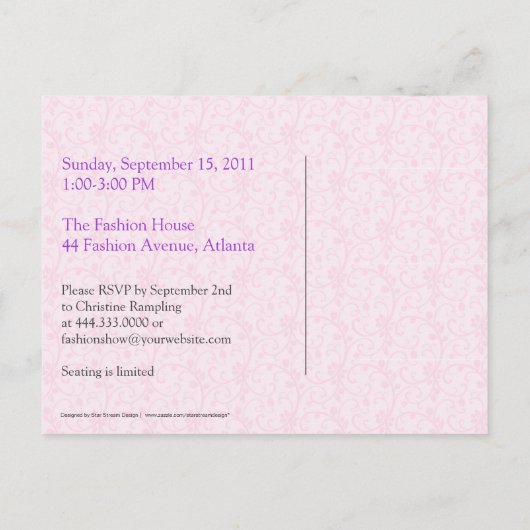 Briefkaart Mode Show (Achterkant)