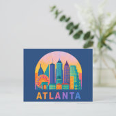 Briefkaart Modern Atlanta Georgia Skyline Blauw (Staand voorkant)