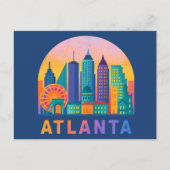 Briefkaart Modern Atlanta Georgia Skyline Blauw (Voorkant)