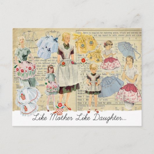Briefkaart Moeder Dochter Aprons (Voorkant)
