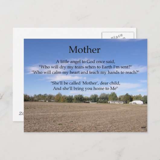 Briefkaart Moeder Poem (Voorkant / Achterkant)