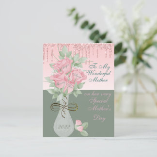 Briefkaart, Moederdag, gepersonaliseerde Rozen Briefkaart