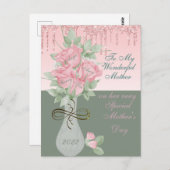 Briefkaart, Moederdag, gepersonaliseerde Rozen Briefkaart (Voorkant / Achterkant)