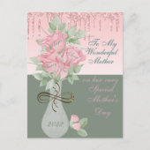 Briefkaart, Moederdag, gepersonaliseerde Rozen Briefkaart (Voorkant)