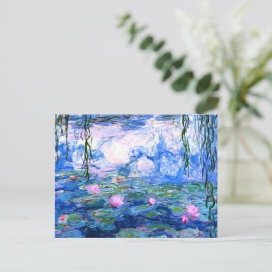 Briefkaart Monet Roze Water Lilies (Staand voorkant)