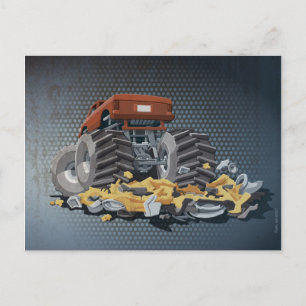Briefkaart Monster Truck Crush Car Grunge