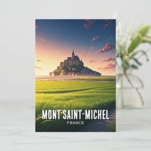 Briefkaart Mont Saint-Michel Sunset (Staand voorkant)
