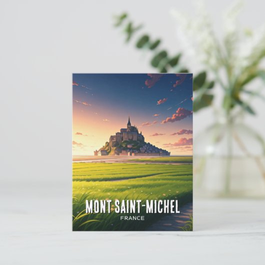 Briefkaart Mont Saint-Michel Sunset (Staand voorkant)