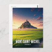 Briefkaart Mont Saint-Michel Sunset (Voorkant / Achterkant)