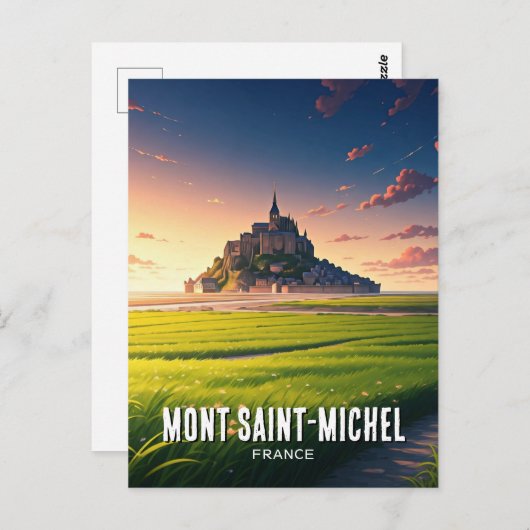 Briefkaart Mont Saint-Michel Sunset (Voorkant / Achterkant)