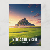 Briefkaart Mont Saint-Michel Sunset (Voorkant)