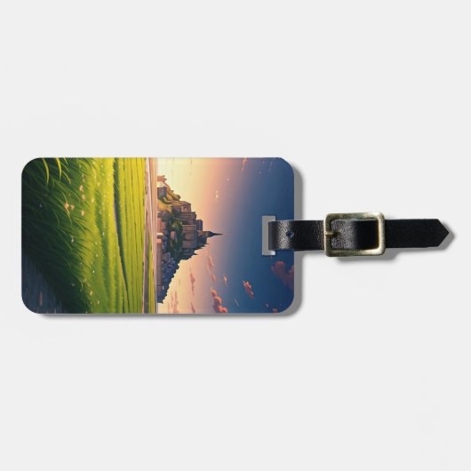 Briefkaart Mont Saint-Michel Sunset Bagagelabel (Voorkant horizontaal)