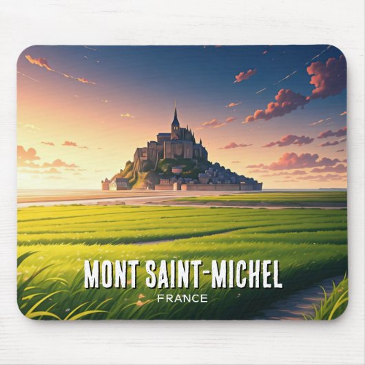 Briefkaart Mont Saint-Michel Sunset Muismat (Voorkant)