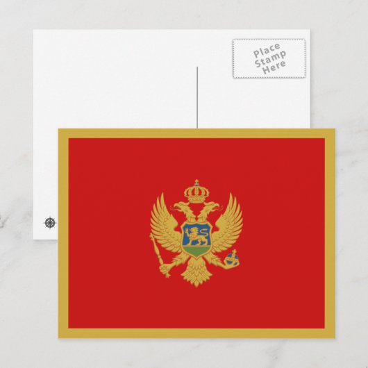 Briefkaart Montenegro-vlag (Voorkant / Achterkant)