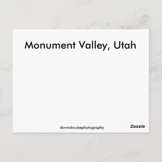 Briefkaart Monument Valley Utah (Achterkant)