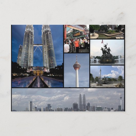 Briefkaart monumenten van Kuala Lumpur, Maleisië (Voorkant)