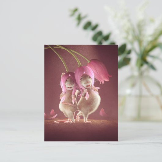 Briefkaart: "Mooie wensen" Briefkaart (Staand voorkant)