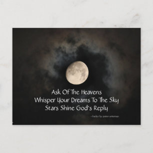 Briefkaart Moon en Clouds Haiku