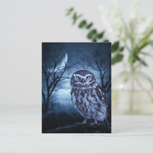 briefkaart "Moon Owl" (Staand voorkant)