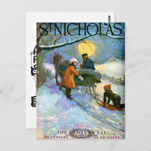  BRIEFKAART "MOONLIGHT SLEIGHRIDE" (Voorkant / Achterkant)