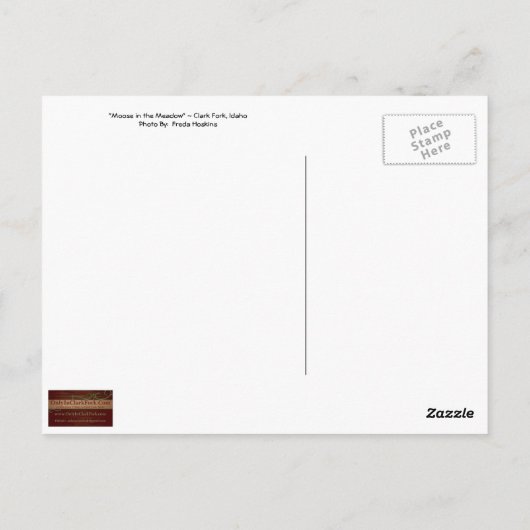BRIEFKAART ~ "Moose in the Meadow" — Clark Fork, I (Achterkant)