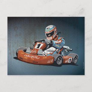 Briefkaart Motor Racing Go-Kart-driver
