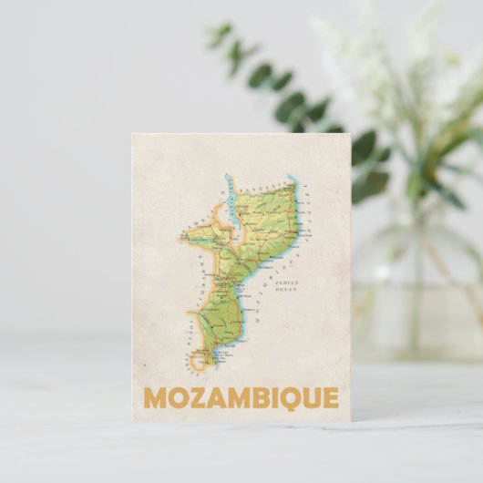 Briefkaart Mozambique-kaart (Staand voorkant)