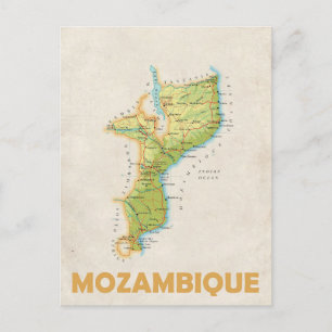 Briefkaart Mozambique-kaart