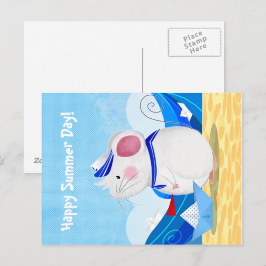 Briefkaart Muis Sailor (Voorkant / Achterkant)