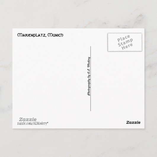 Briefkaart München Square (Marienplatz) (Achterkant)