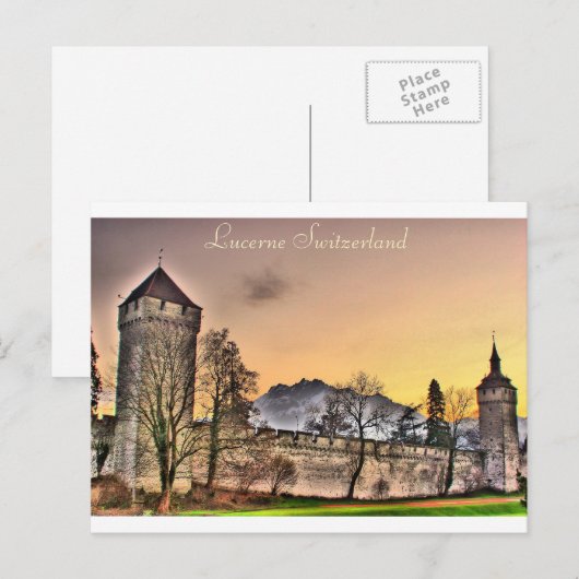 Briefkaart Musegg Wall in Lucerne Zwitserland (Voorkant / Achterkant)