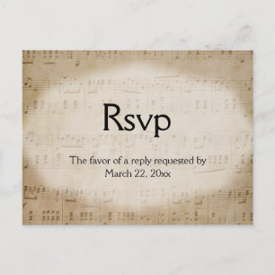 Briefkaart Music Menu RSVP