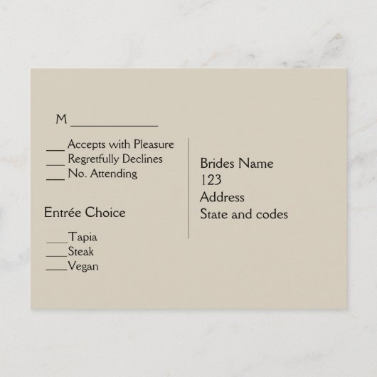 Briefkaart Music Menu RSVP (Achterkant)