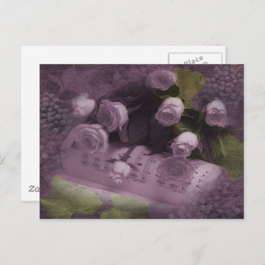 Briefkaart Muziek en Rozen (Voorkant / Achterkant)