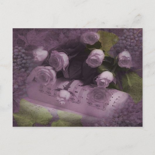 Briefkaart Muziek en Rozen (Voorkant)