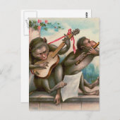 briefkaart " muzikale apen" (Voorkant / Achterkant)