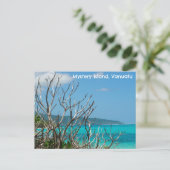 Briefkaart Mystery Island, Vanuatu. (Staand voorkant)