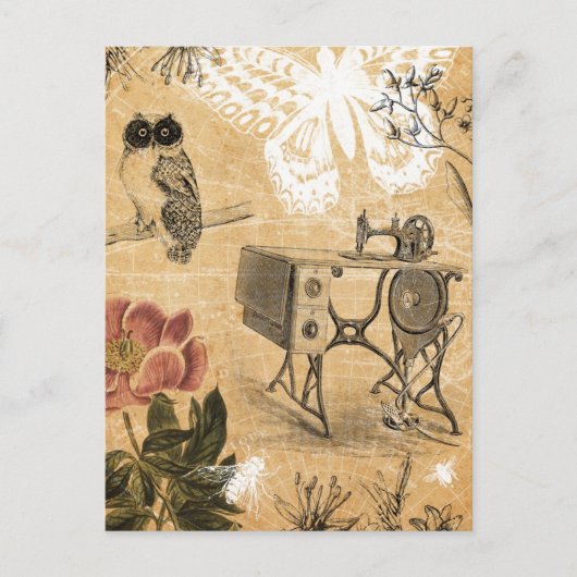 Briefkaart  naaimachine (Voorkant)