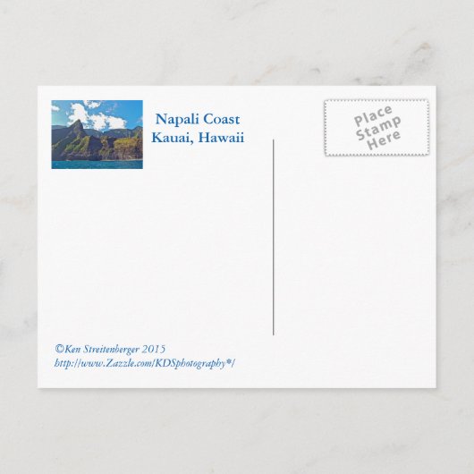 BRIEFKAART/NAPALI COAST/KAUAI,HAWAII BRIEFKAART (Achterkant)