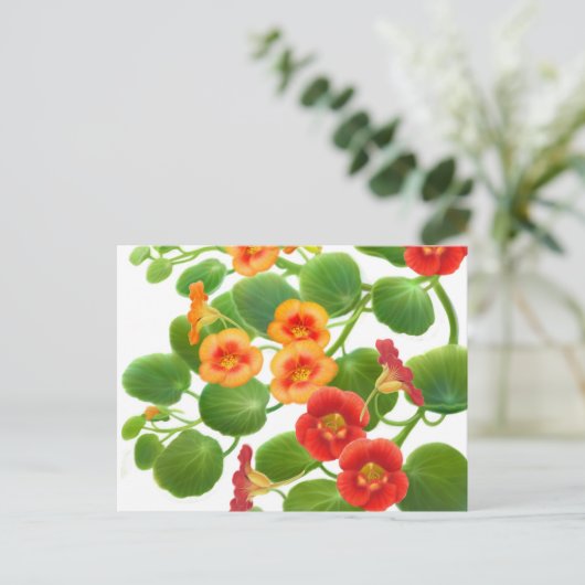 Briefkaart Nasturtium Flowers (Staand voorkant)