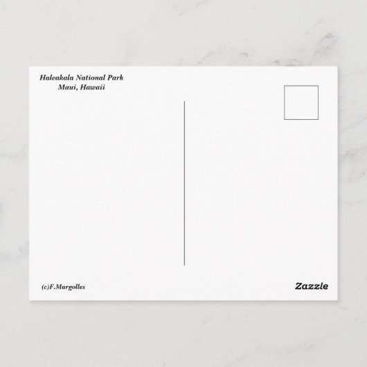 Briefkaart Nationaal Park Haleakala (Achterkant)