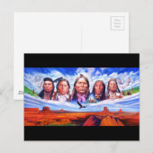 Briefkaart Native American Indian Chiefs Artwork (Voorkant / Achterkant)