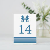 Briefkaart Nautical Seahorse Table Number (Staand voorkant)