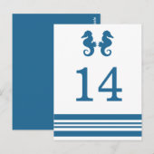 Briefkaart Nautical Seahorse Table Number (Voorkant / Achterkant)