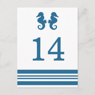 Briefkaart Nautical Seahorse Table Number