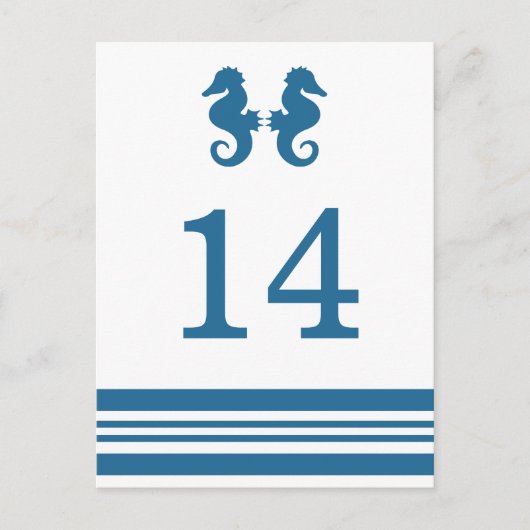 Briefkaart Nautical Seahorse Table Number (Voorkant)