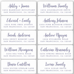 Briefkaart Navy Blue Script Guest Adresetiketten Sticker