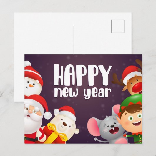 Briefkaart nieuw jaar (Voorkant / Achterkant)