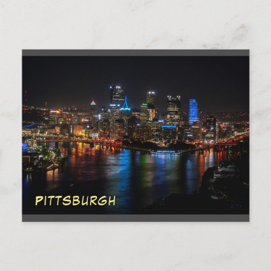 Briefkaart Night Uitzicht  in Stunning-Pittsburgh (Voorkant)