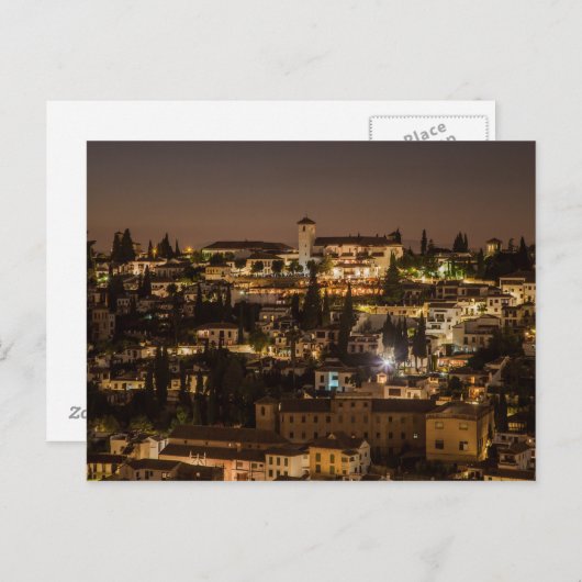 Briefkaart Night uitzicht uit Alhambra de Granada  (Voorkant / Achterkant)